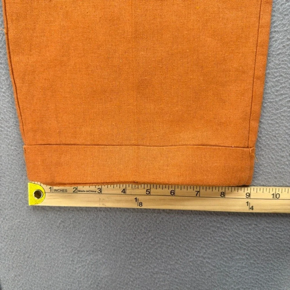 TRUST Linen Blend Pleated Dress Pants Relaxed 38x30 (FIT 37x27) Orange Cuffed